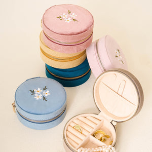 Round Floral Jewelry Cases ~ Various Colors