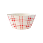 Red Plaid Bamboo Serving Bowl