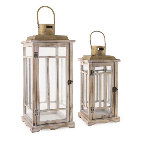 Whitewashed and Gold Lanterns ~ 2 Sizes