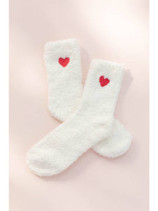 Fluffy Cozy Heart Socks ~ Various Colors