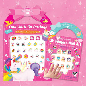 Girl Nation Cutie Stick-On Earring and Nail Sticker Set