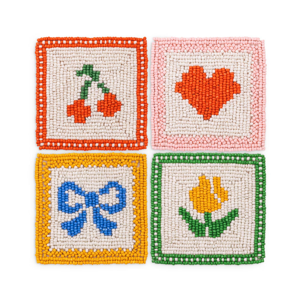 Quilt Beaded Coaster Set