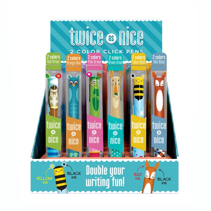 Twice as Nice 2 Color Click Pens ~ 6 Styles