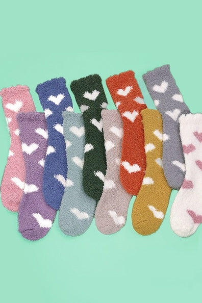 Fuzzy Heart Socks ~ Various Colors