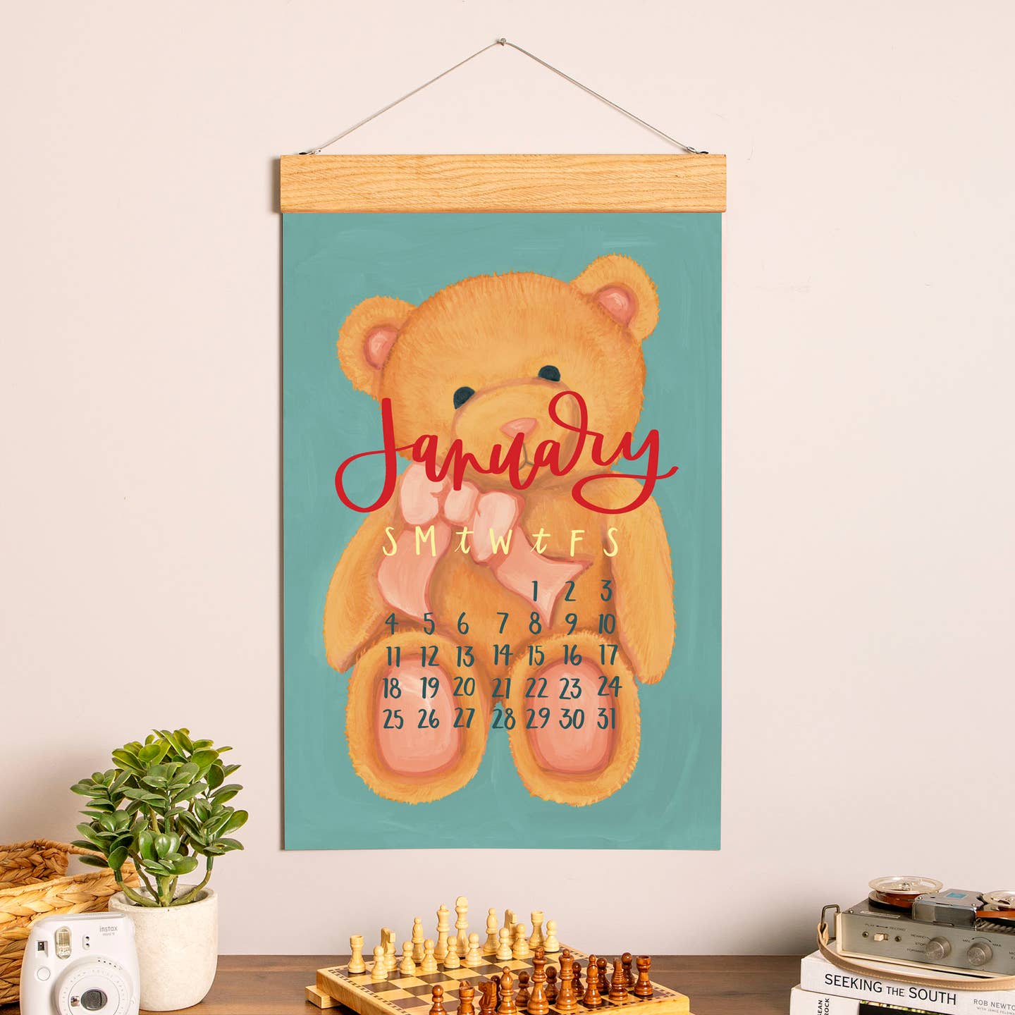 Wooden Hanger ~ XL 2024 Wall Calendar