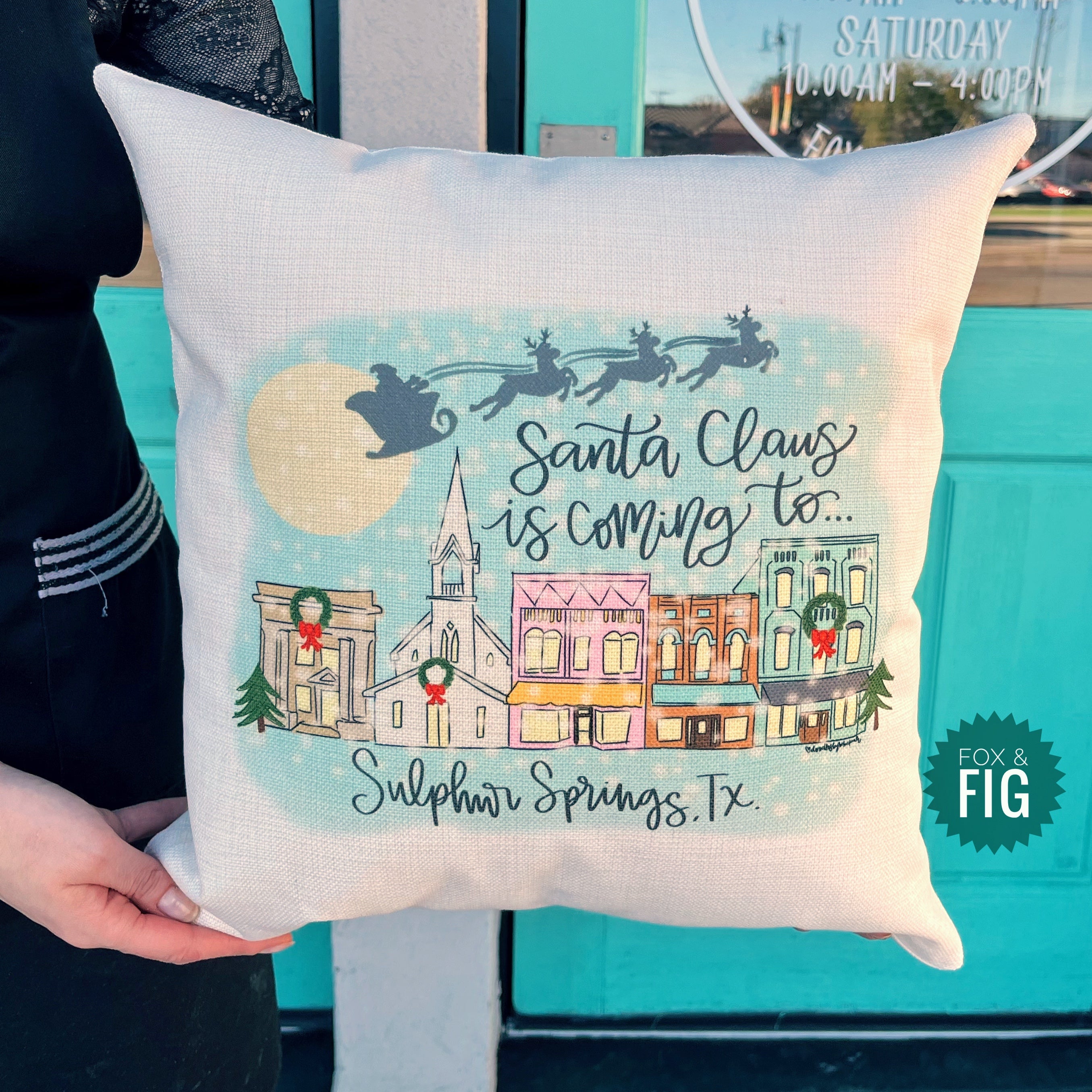 Santa Claus is Coming to Sulphur Springs Pillow