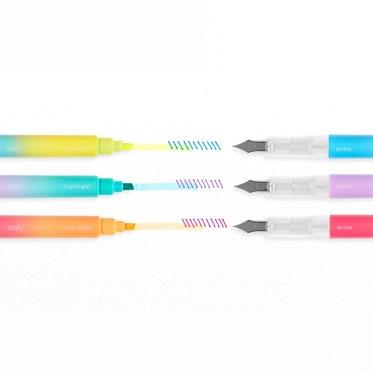 Writer's Duo Double-Ended Fountain Pens + Highlighters (Set