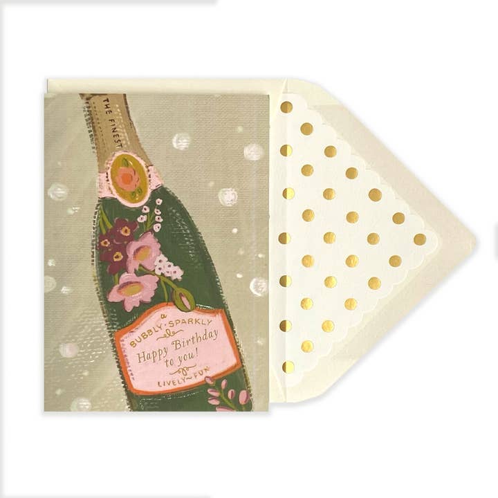 The First Snow Bubbly Sparkly Champagne Birthday Card