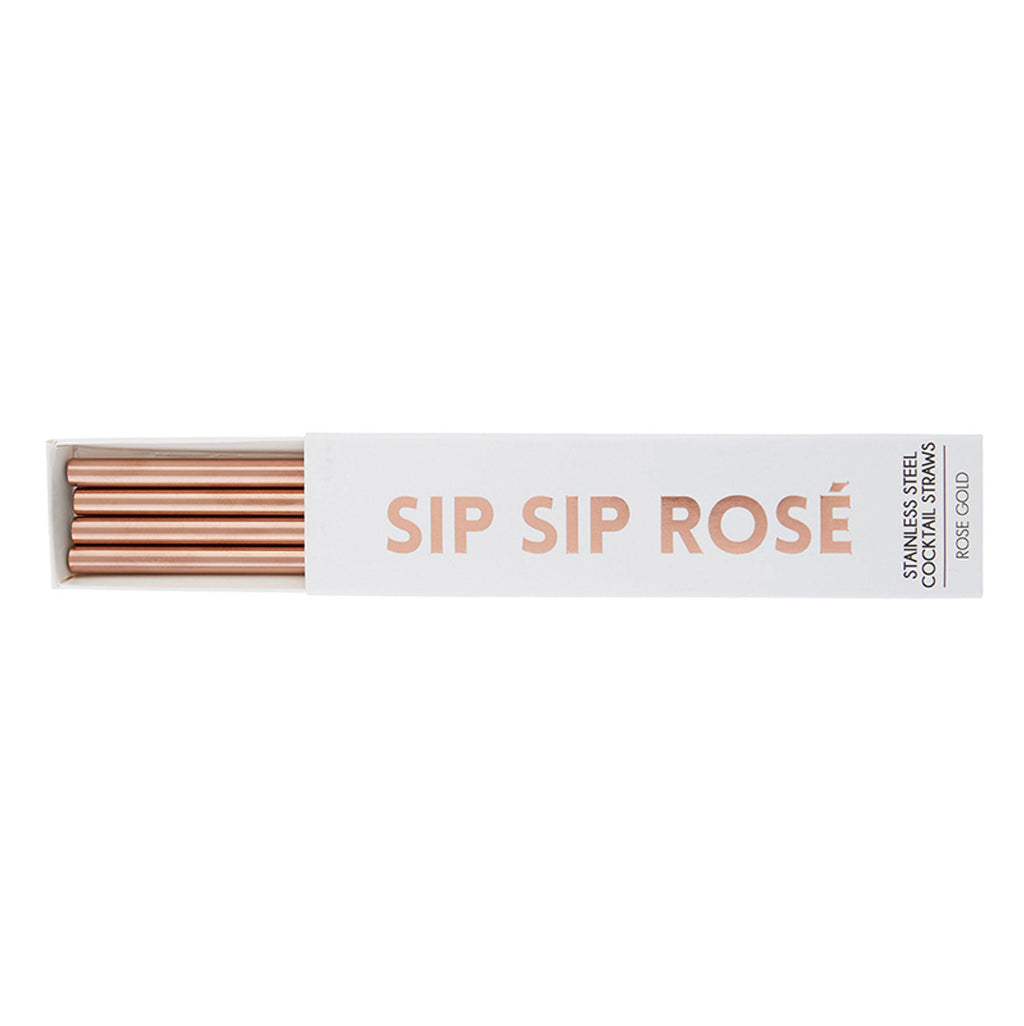 Sip Sip Rose Stainless Steel Cocktail Straws ~ Rose Gold