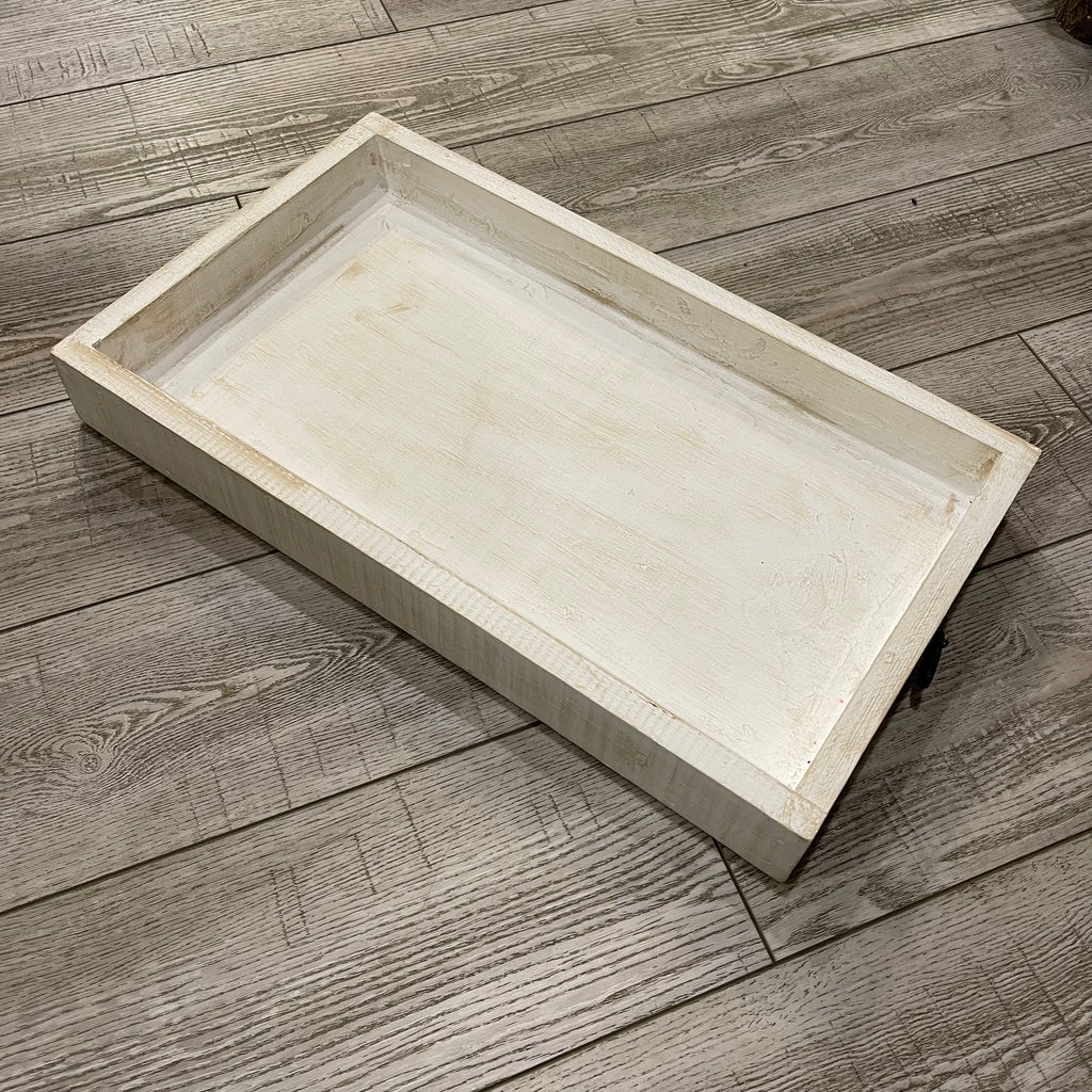 White Wooden Tray with Handles