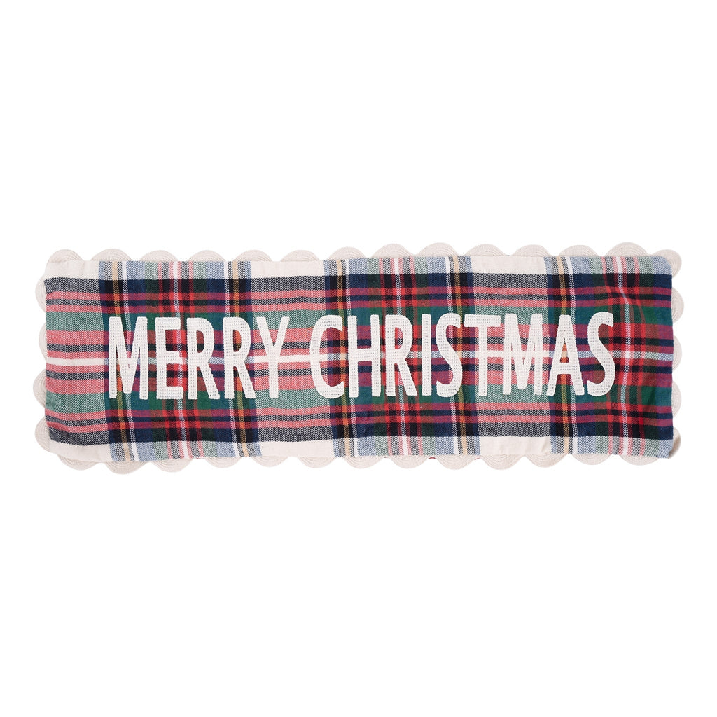 Merry Christmas Plaid Lumbar Christmas Pillow