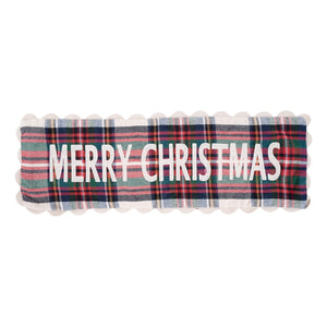 Merry Christmas Plaid Lumbar Christmas Pillow