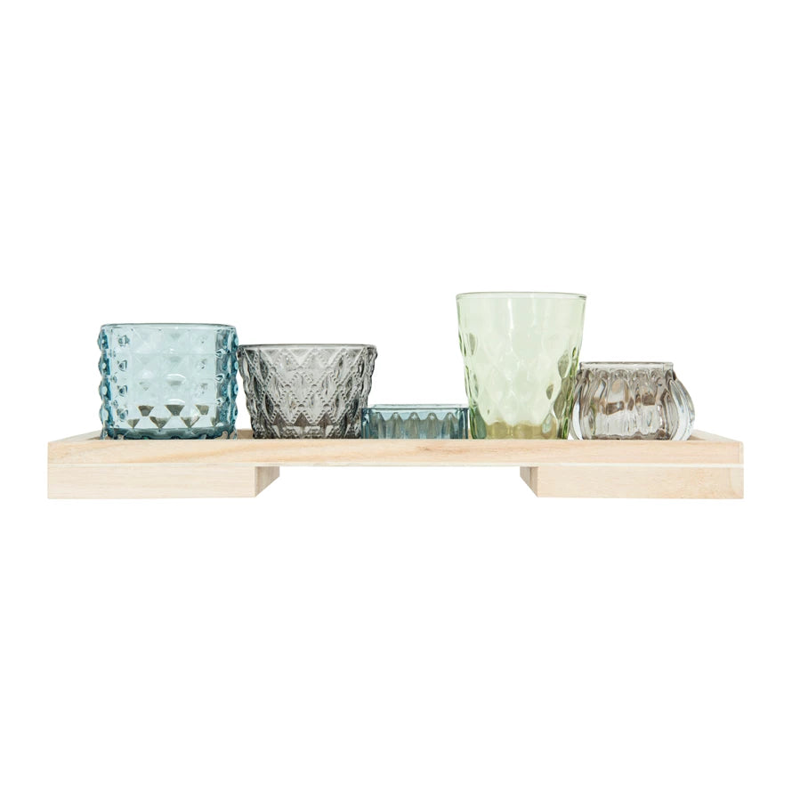 Tray with Glass Votive/Tealight Holders