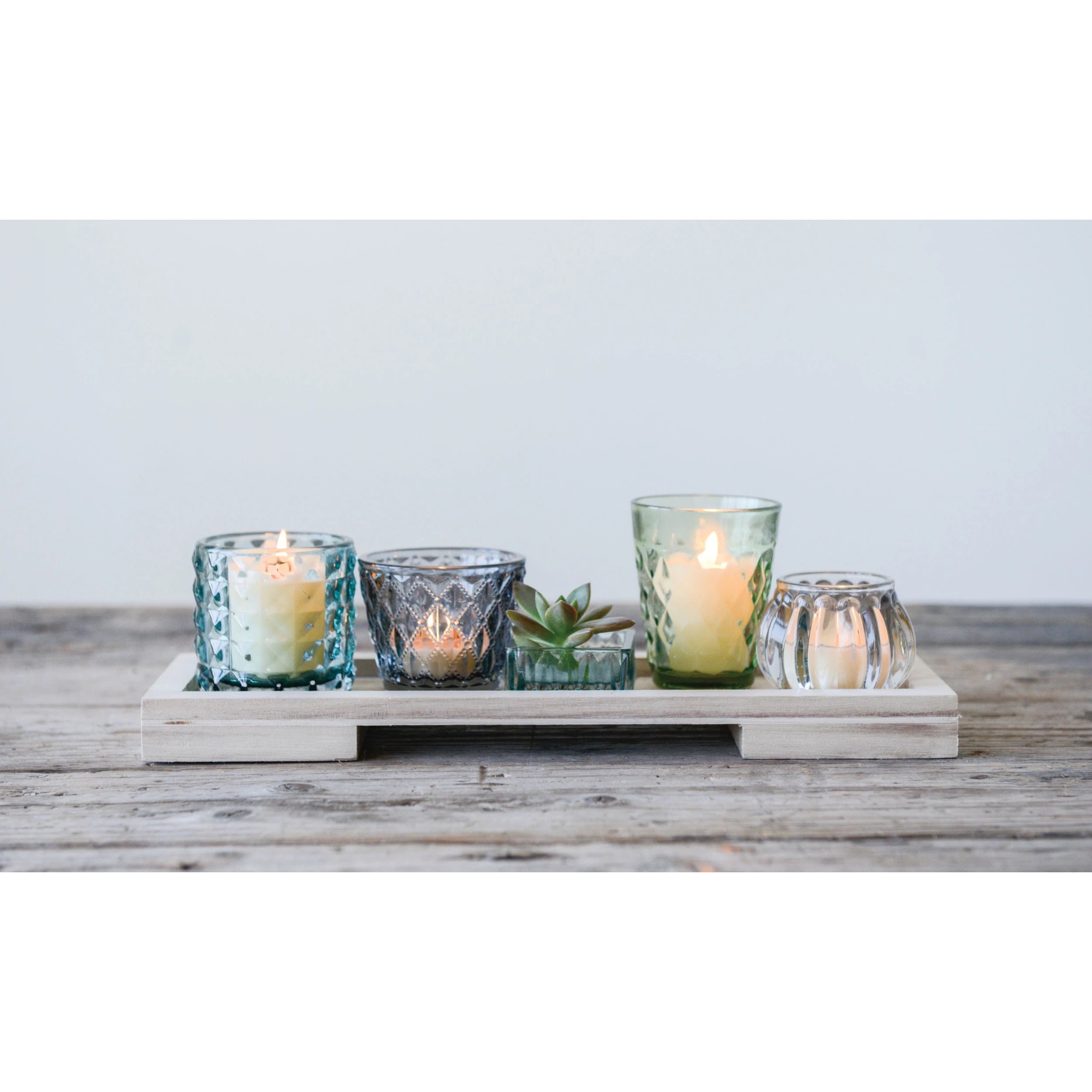 Tray with Glass Votive/Tealight Holders