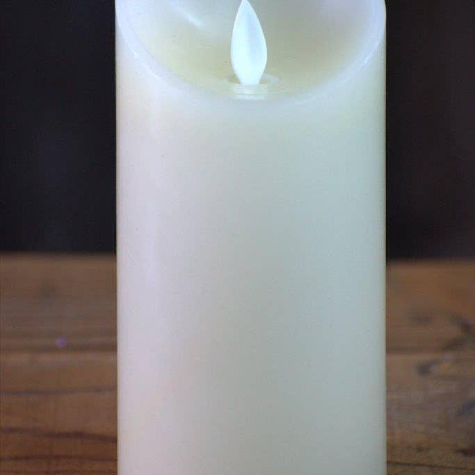 Flameless Cream Pillar Candle ~ Moving Flame