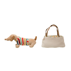 Plush Removable Dachshund in Dog Carrier