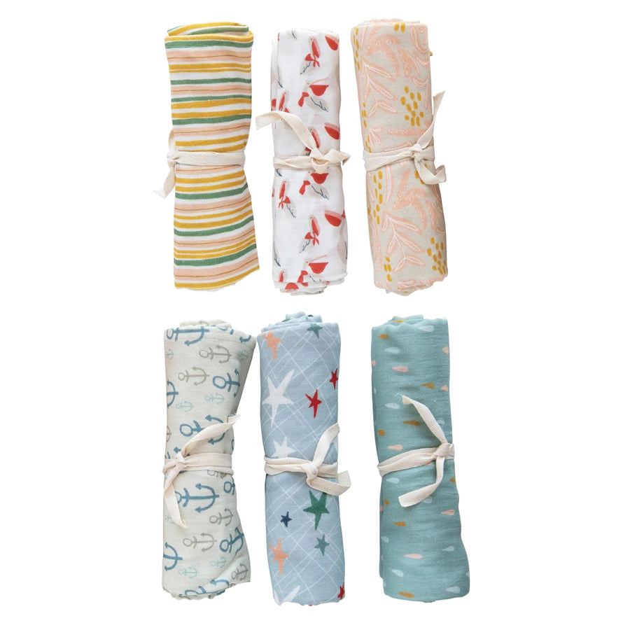 Cotton Printed Baby Swaddle ~ 6 Styles