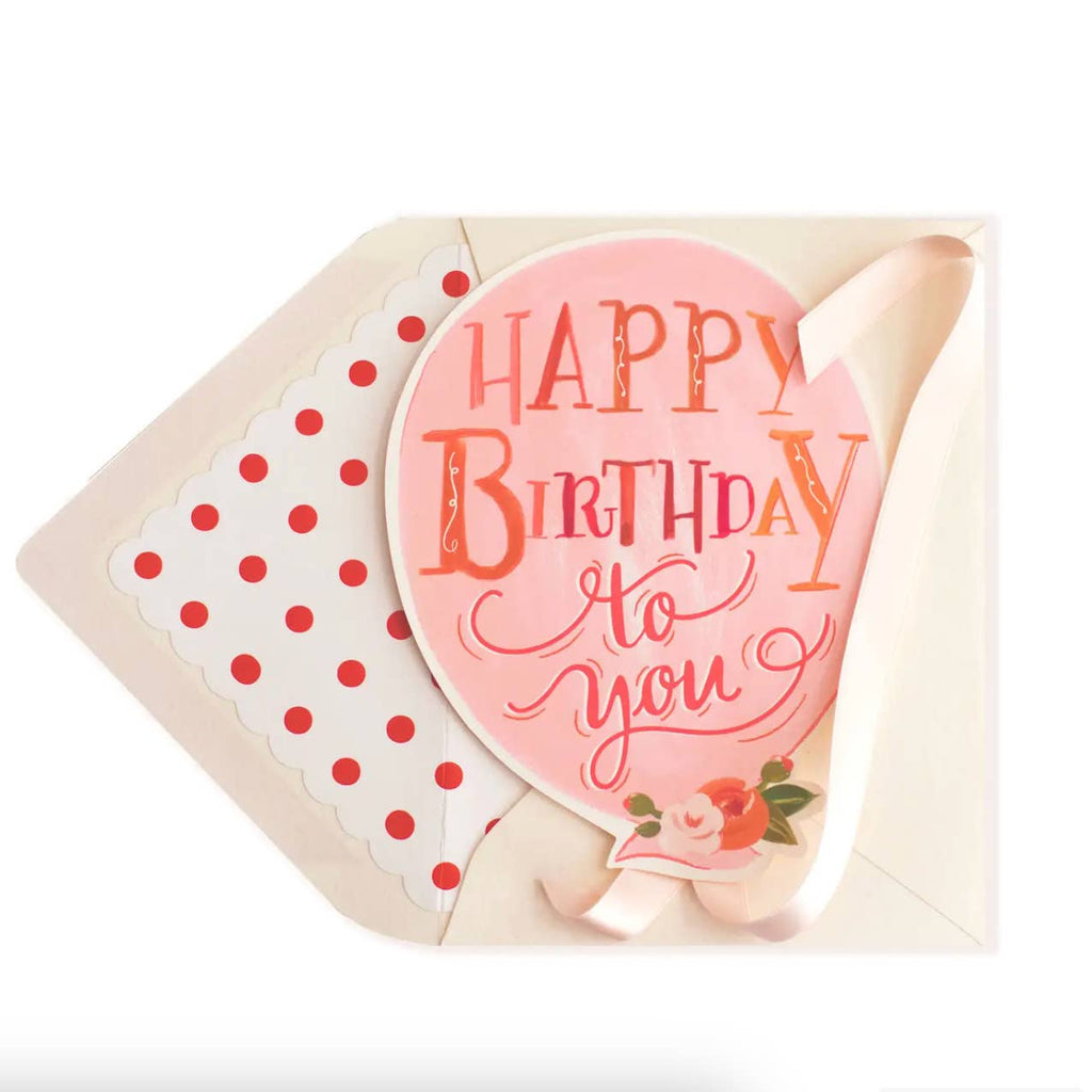 The First Snow Birthday Card with Balloon & Ribbon