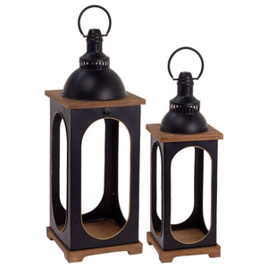 Metal Black Lanterns w/Oval Gold Edges ~ 2 Sizes