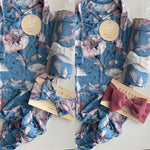 Dusty Blue Floral Bamboo Swaddle