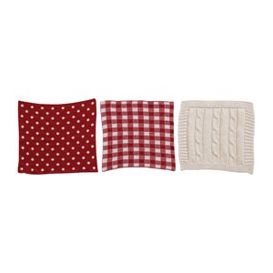 Cotton Knit Dish Cloths with Patterns ~ Set of 3 in Cotton Bag