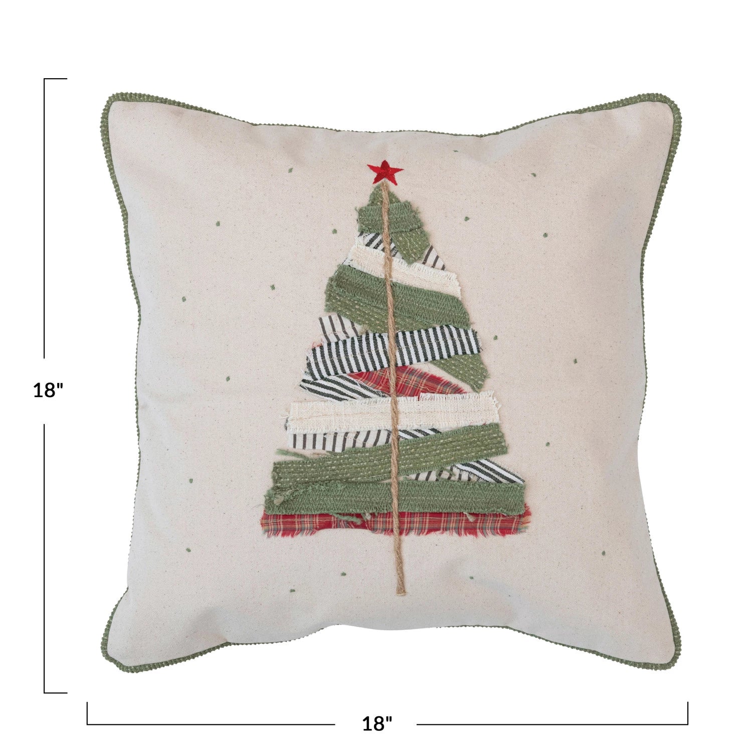 Square Cotton Pillow with Appliqued Tree