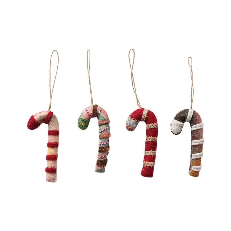 Vintage Felt Candy Cane Ornament ~ 4 Styles