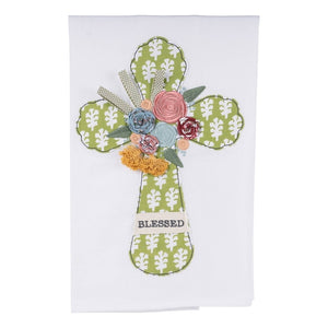 Flower Blessed Cross Tea Towel