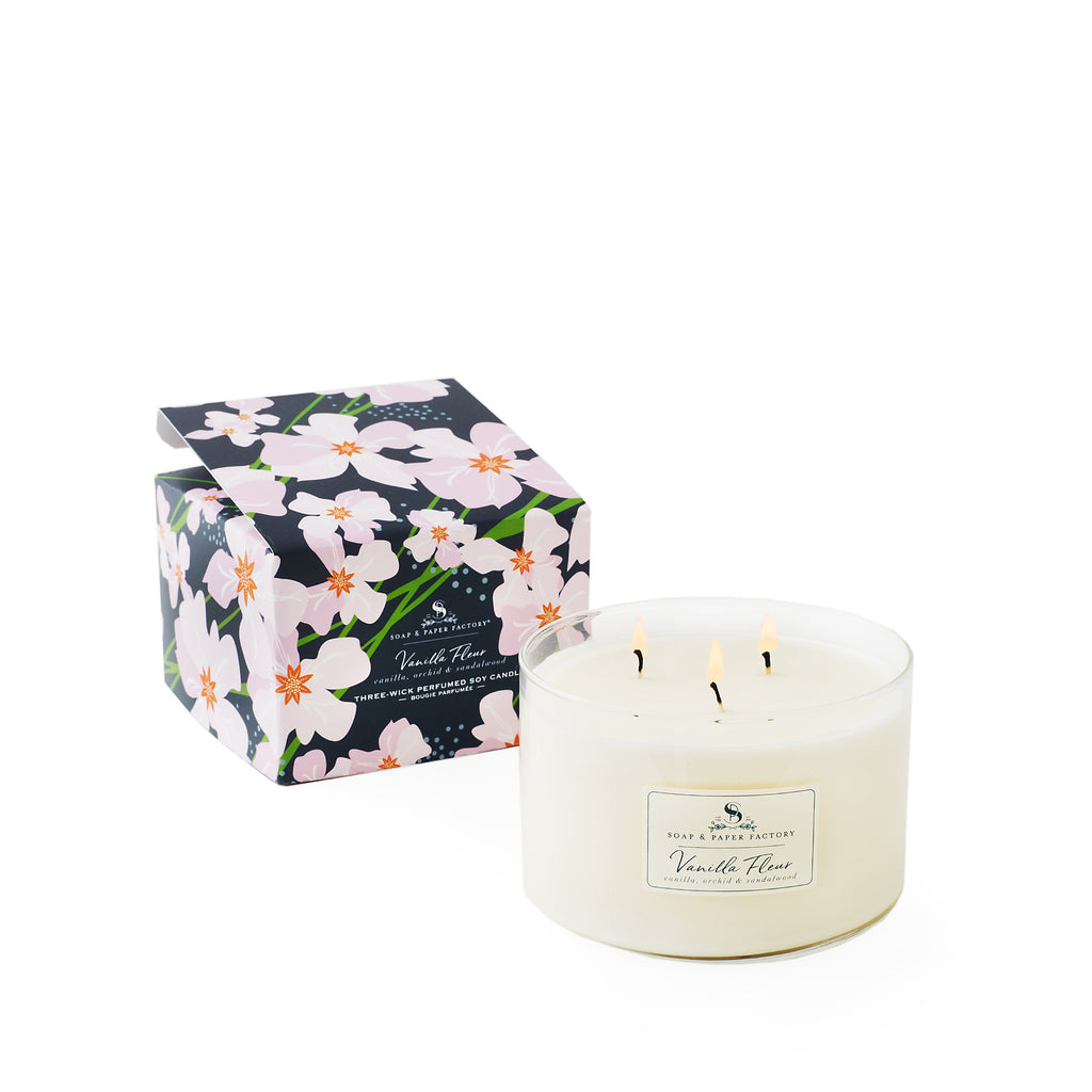 Soap & Paper Factory Vanilla Fleur 3 Wick Soy Candle