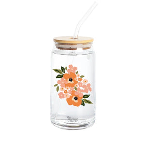 Iced Coffee Floral Glass Drinkware ~ Various Colors