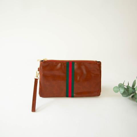 Preppy Striped Zipper Clutch