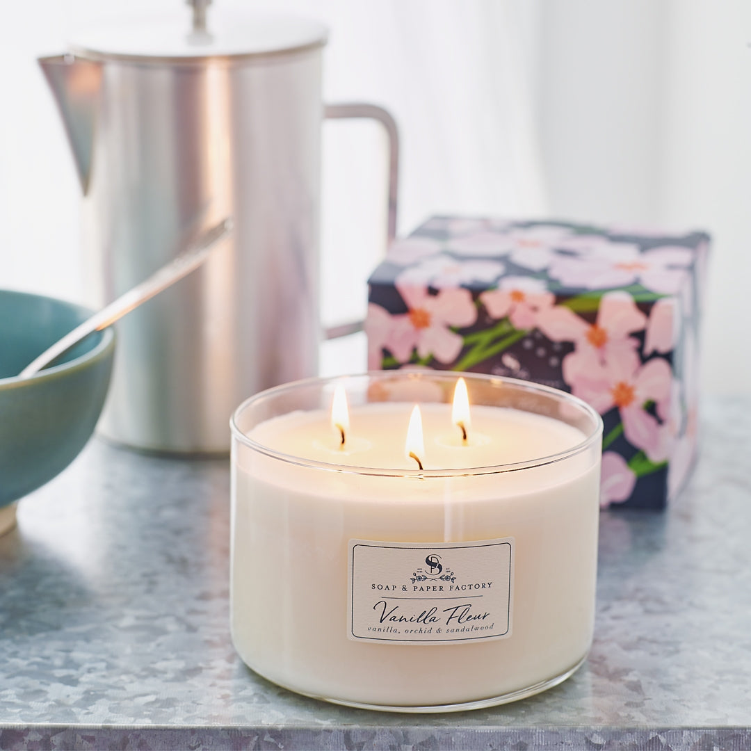 Soap & Paper Factory Vanilla Fleur 3 Wick Soy Candle