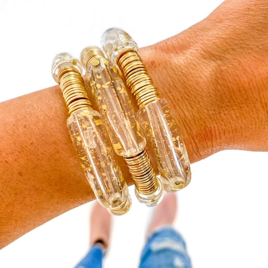Clear and Gold Speckle Bracelets ~ Various Styles