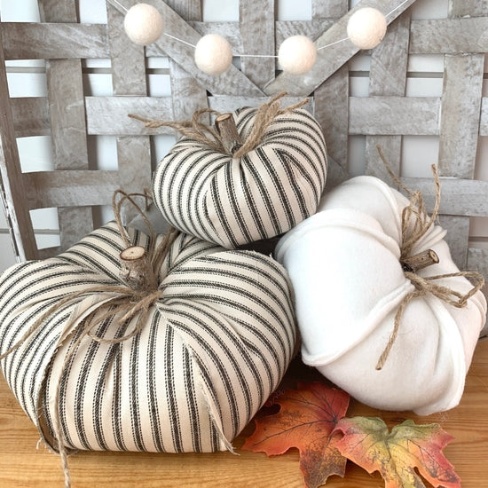 Farmhouse Rustic Fabric Pumpkins ~ 3 Sizes