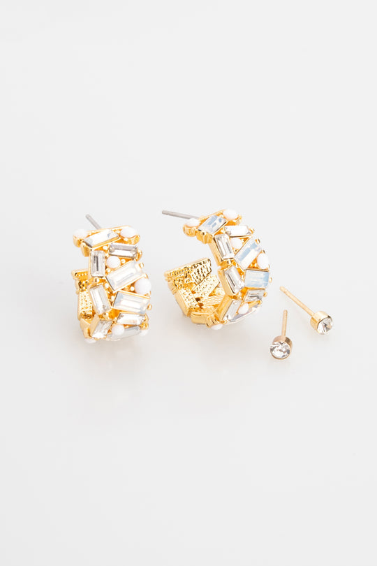 Glam Hoop Duet Earring ~ Gold