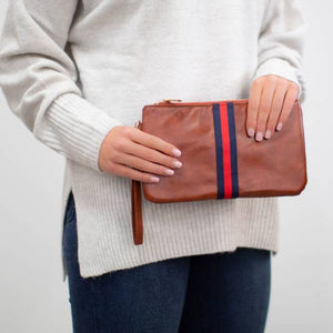 Preppy Striped Zipper Clutch