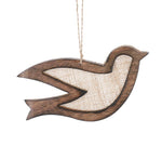 Wood and Burlap Woven Dove Ornament