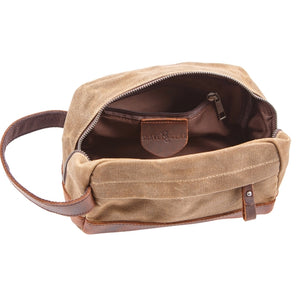 Men's Waxed Leather and Canvas Dopp Bag