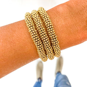 Gold Flower Shaped Beaded Bracelet