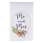Flower Wreath Mr. and Mrs. Tea Towel