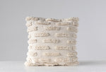 Square Woven Cotton Pillow w/Fringe