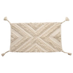 Woven Cotton Patterned Rug w/ Braided Tassels, Natural