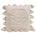 Square Cotton Embroidered Pillow w/fringe & tassels