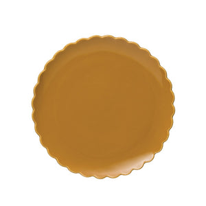 Stoneware Scalloped Plate, Mustard