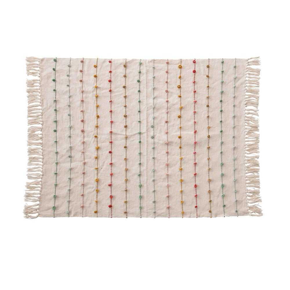 Woven Decorative Baby Blanket w/Colored Embroidery Loops