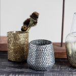 Pewter Glass & Metal Mosaic Votive Holder