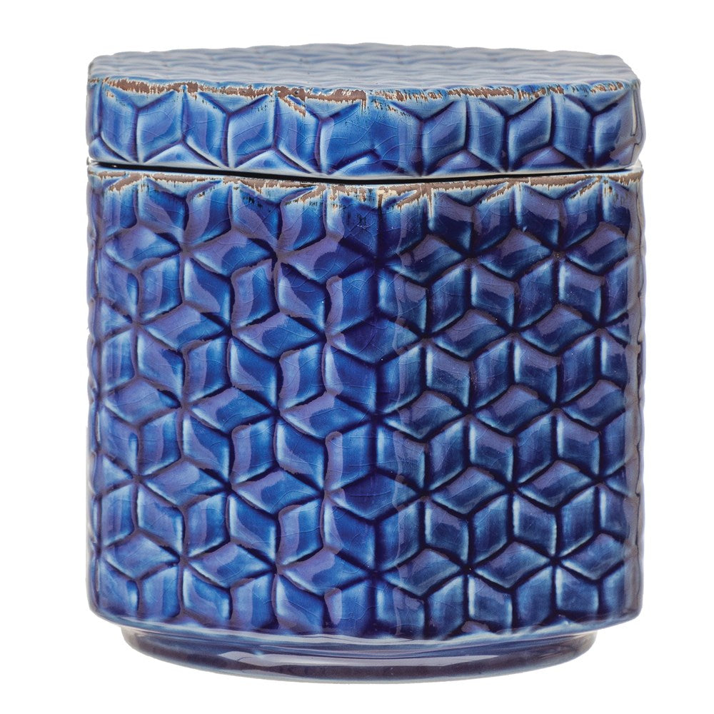 Blue Stoneware Jar w/Lid