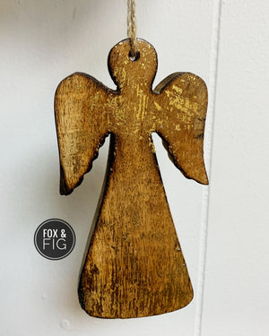 Gold Leafed Wooden Angel Ornament