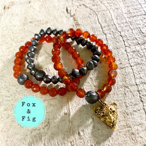 Copy of Mixed Metal and Carnelian Beaded Bracelet Set