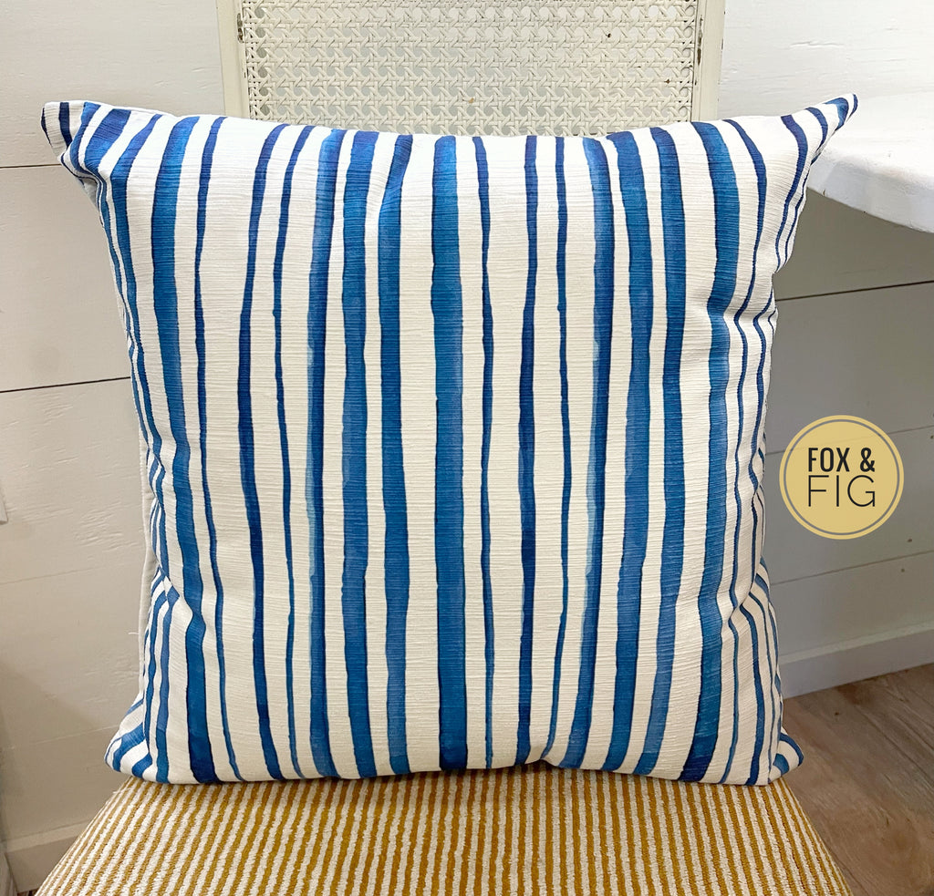 Velvet Blue Stripes Pillow